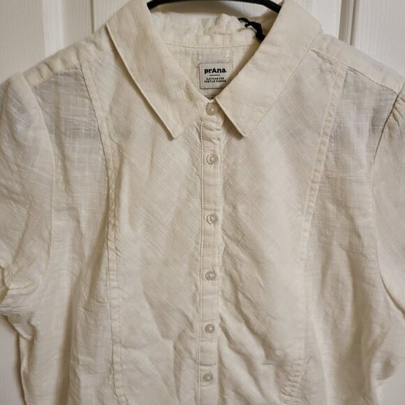 Prana Katya short sleeve top white collared size Small NWT - Picture 5 of 12